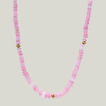 Boheme Saucer Spacer Pink Opal Ethiopian Beaded Necklace