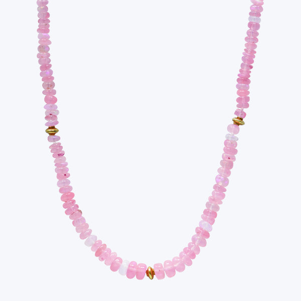 Boheme Saucer Spacer Pink Opal Ethiopian Beaded Necklace