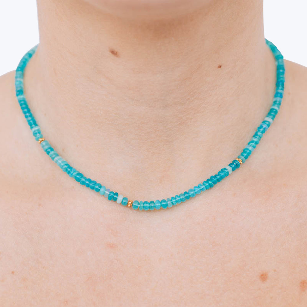 Boheme Smooth Paraiba Opal Rondelle Beaded Necklace