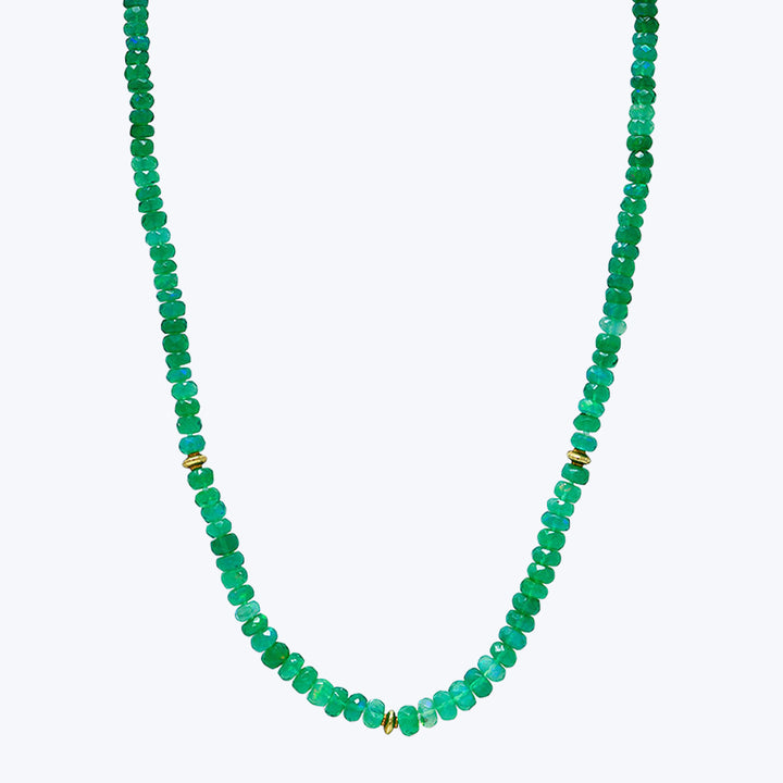 Boheme Saucer Spacer Green Opal Beaded Necklace