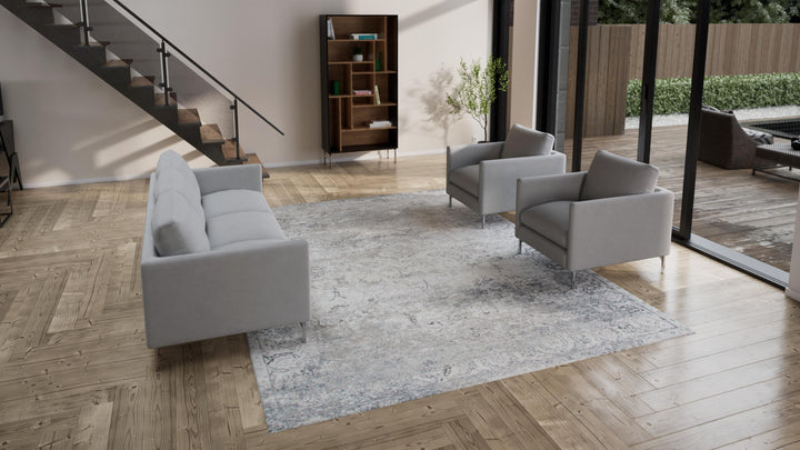 Grey Samoke Transitional Wool & Silk Rug - 9'1" x 12'1"