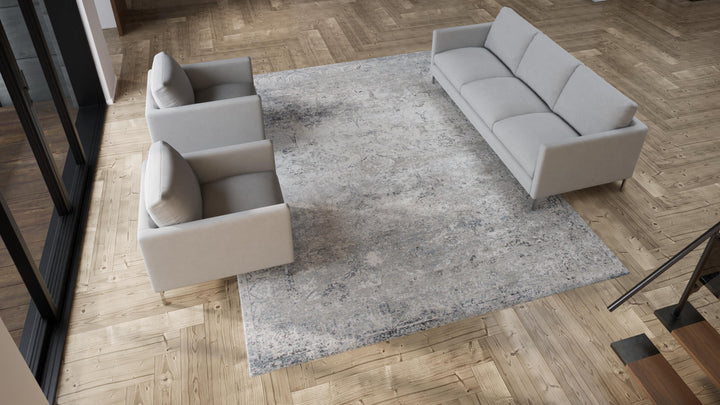 Grey Samoke Transitional Wool & Silk Rug - 9'1" x 12'1"