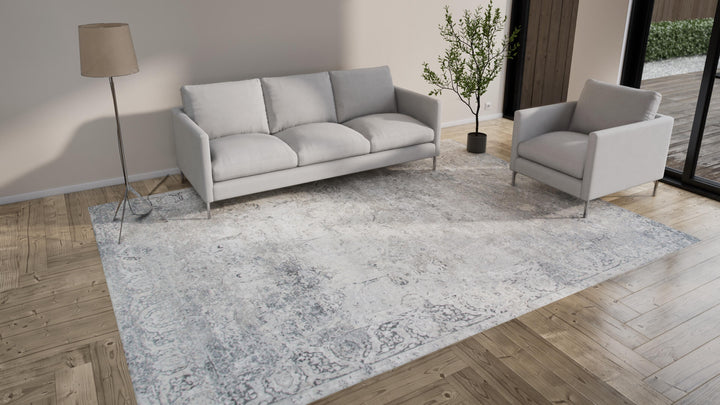 Grey Samoke Transitional Wool & Silk Rug - 9'1" x 12'1"