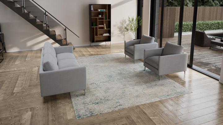 Grey Samoke Transitional Silk Rug - 8'11" x 12'