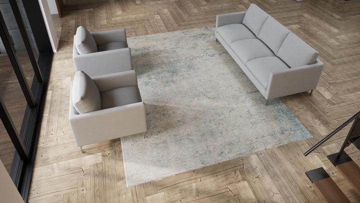 Grey Samoke Transitional Silk Rug - 8'11" x 12'