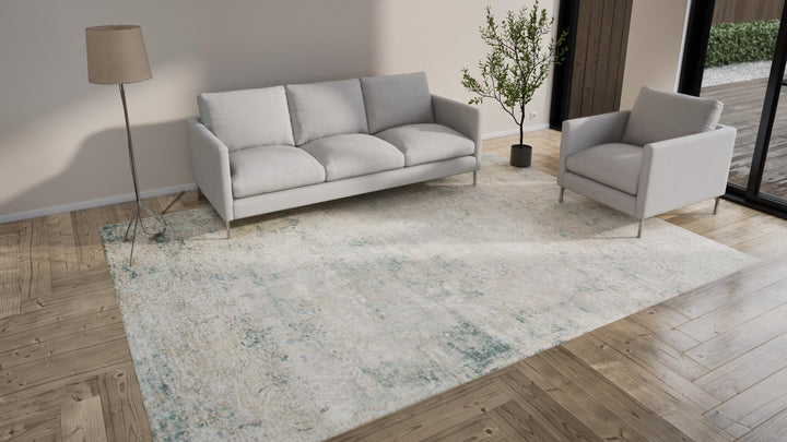 Grey Samoke Transitional Silk Rug - 8'11" x 12'