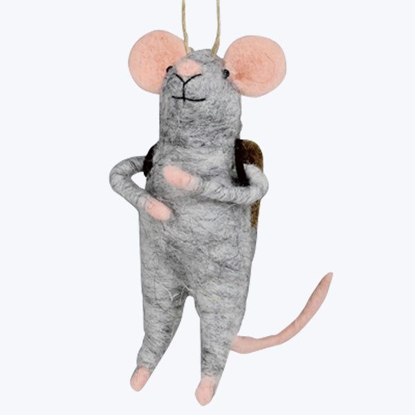 Grey Mouse with Backpack Ornament Default Title