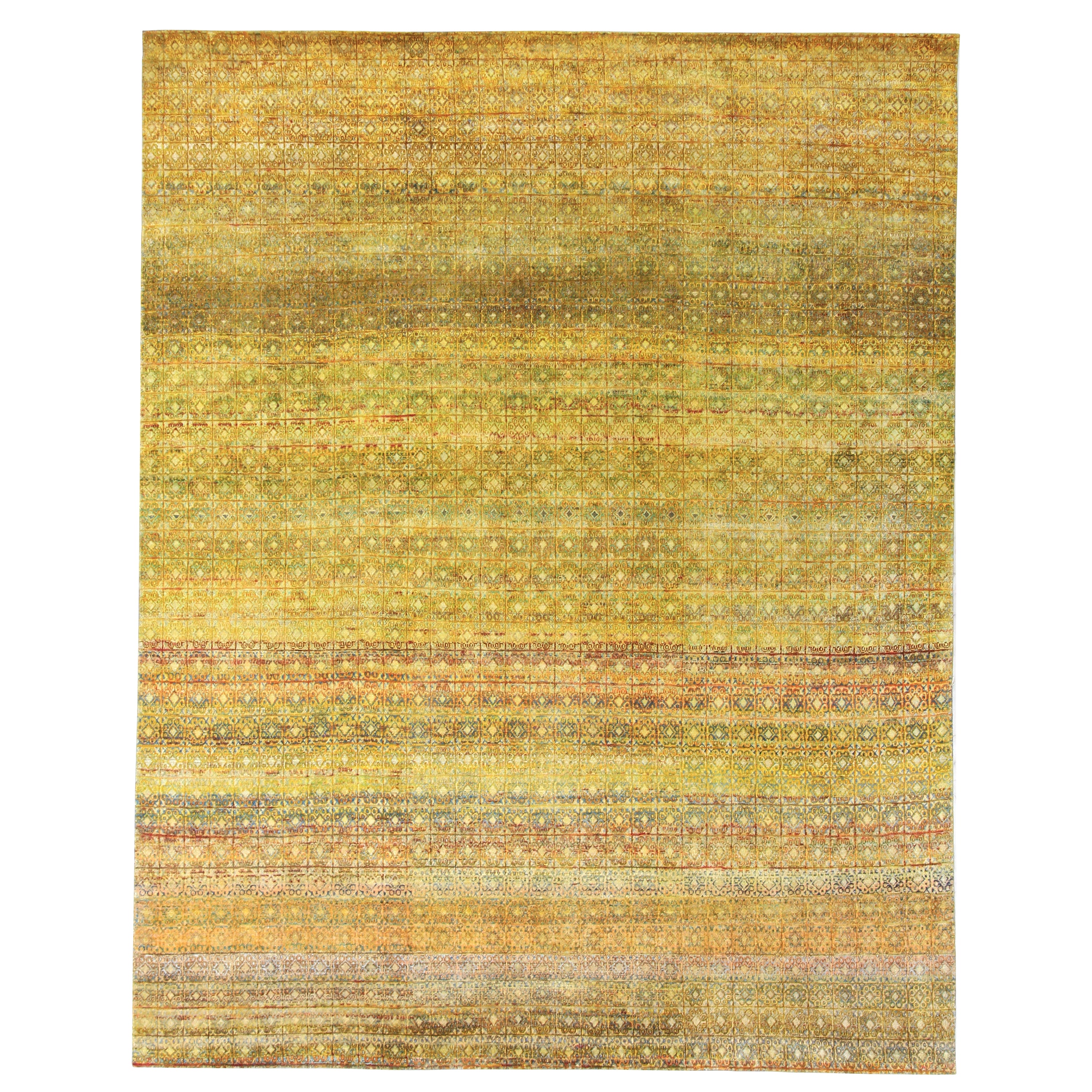 Yellow-Green Transitional Silk Rug - 7'10" x 10'4" Default Title