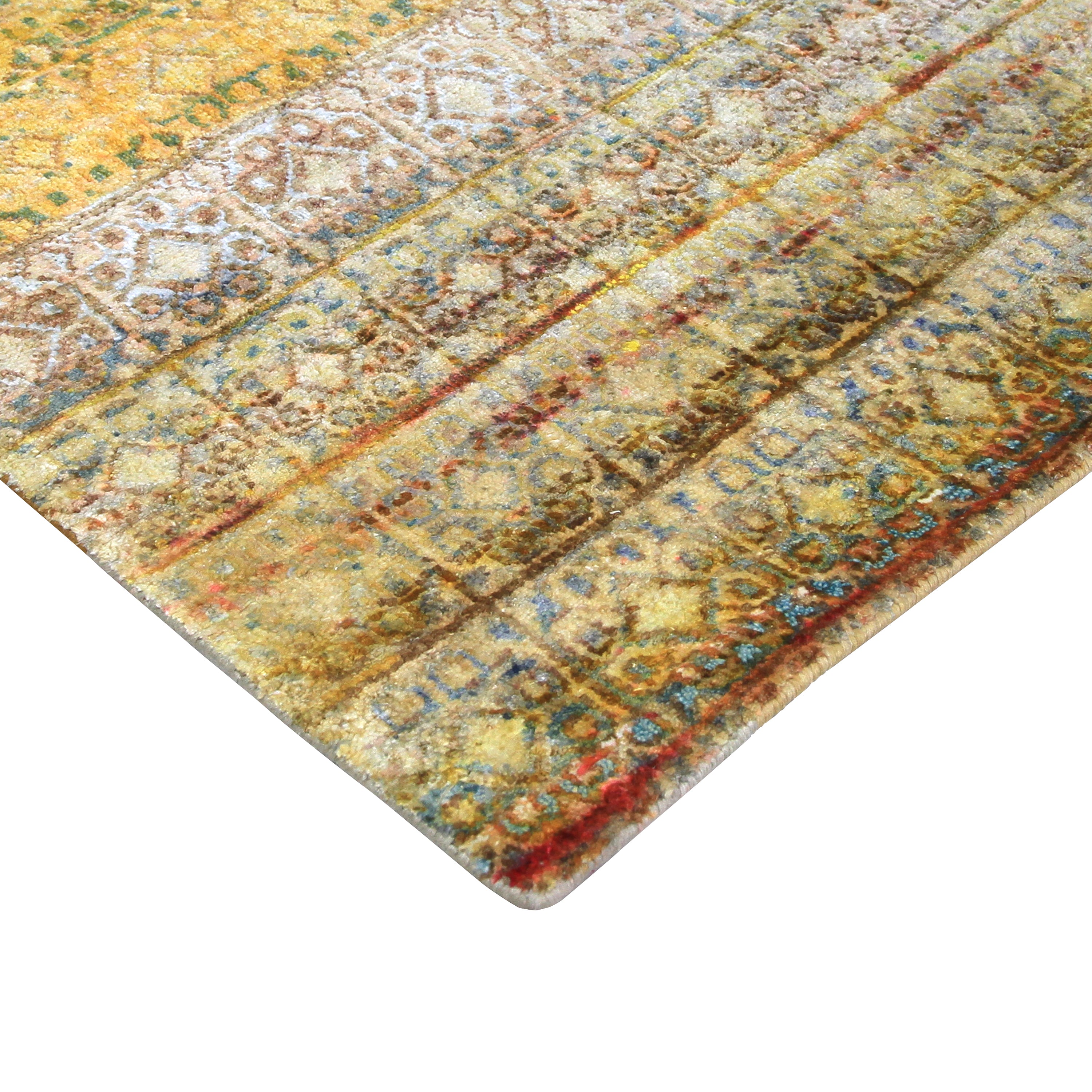 Yellow-Green Transitional Silk Rug - 7'10" x 10'4" Default Title