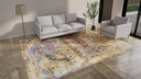 Gold Transitional Wool Silk Blend Rug - 9'1" x 12'