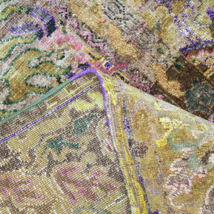 Multicolored Transitional Wool Silk Blend Rug - 9'1" x 12' Default Title