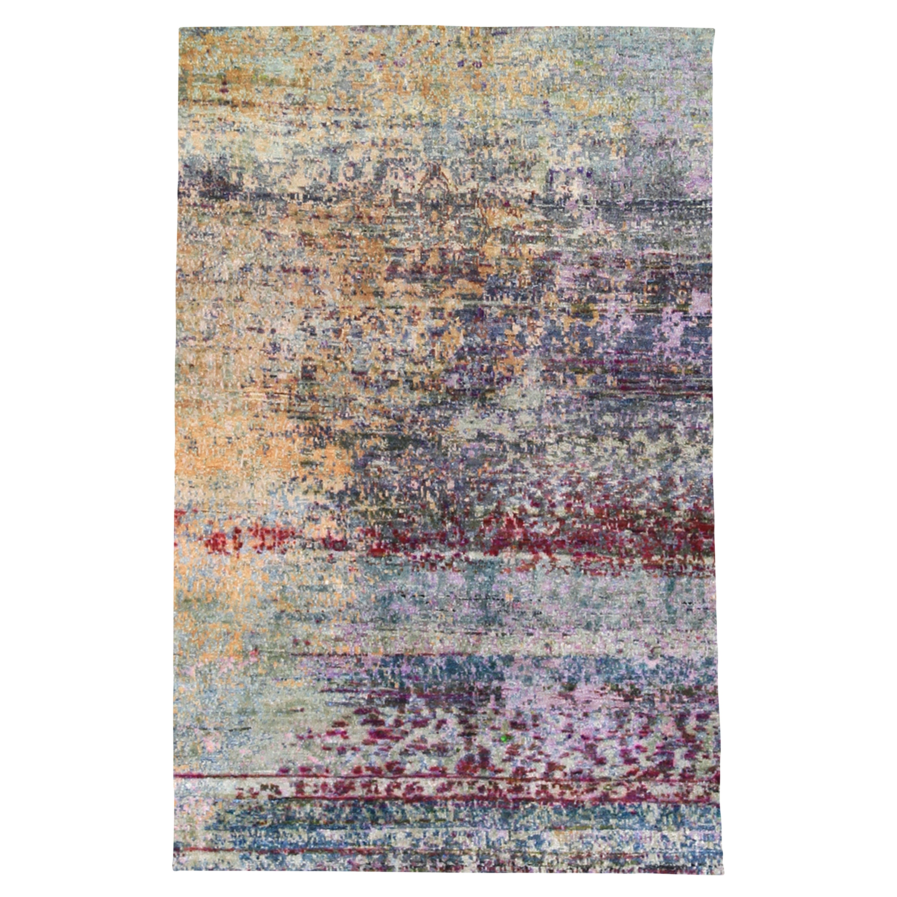 Multicolored Transitional Silk Rug - 6' x 9'5" Default Title