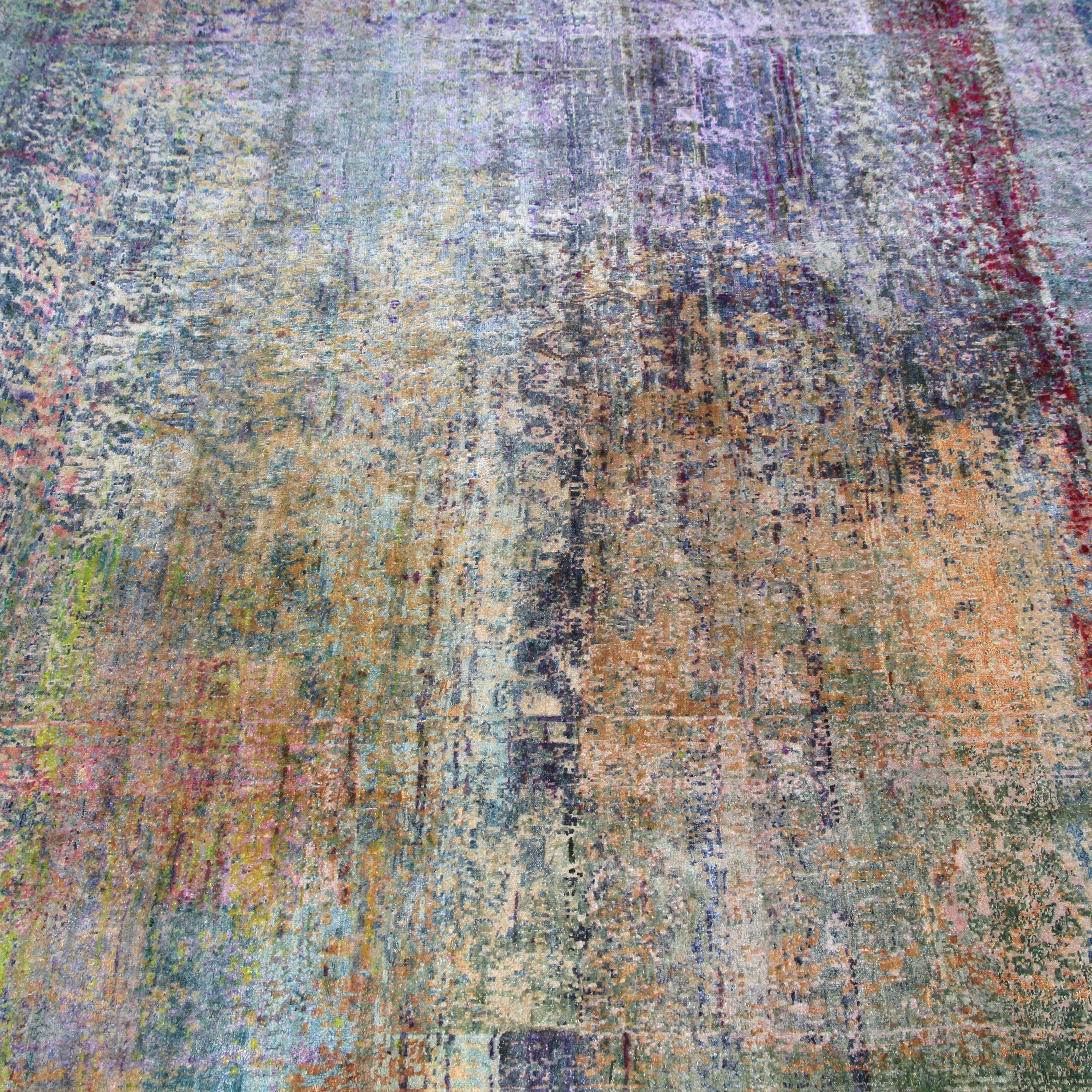 Multicolored Transitional Silk Rug - 6' x 9'5" Default Title