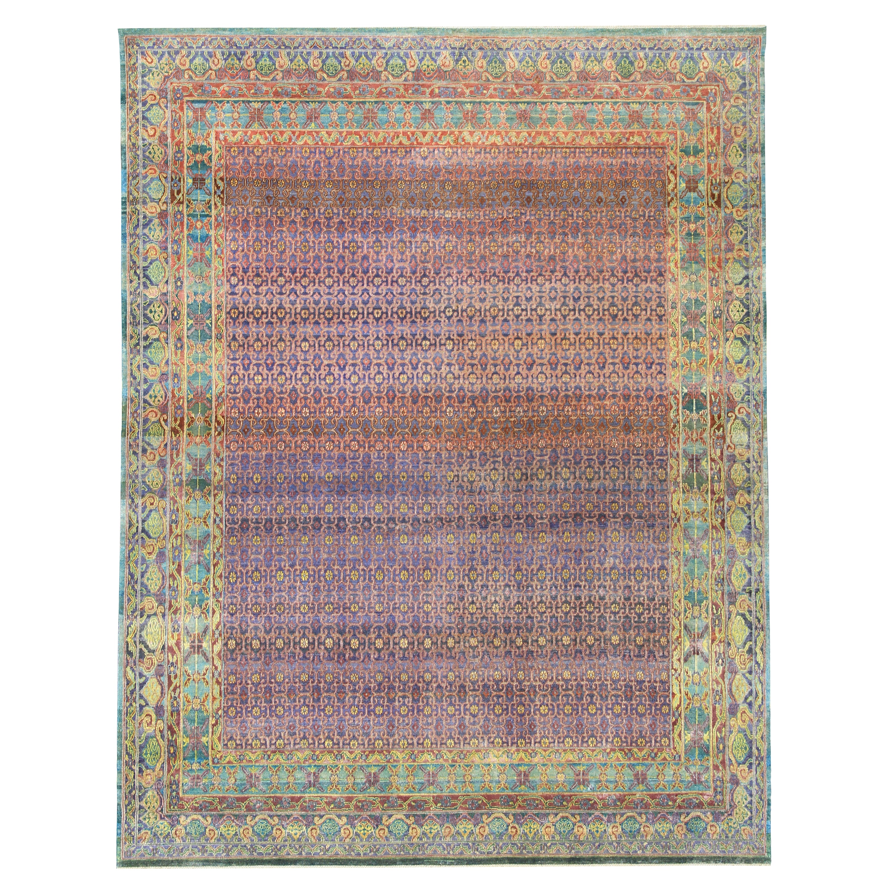 Multicolored Transitional Wool Silk Blend Rug - 8' x 10'6" Default Title