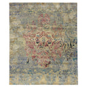 Multicolored Transitional Wool Silk Blend Rug - 7'10" x 9'9" Default Title