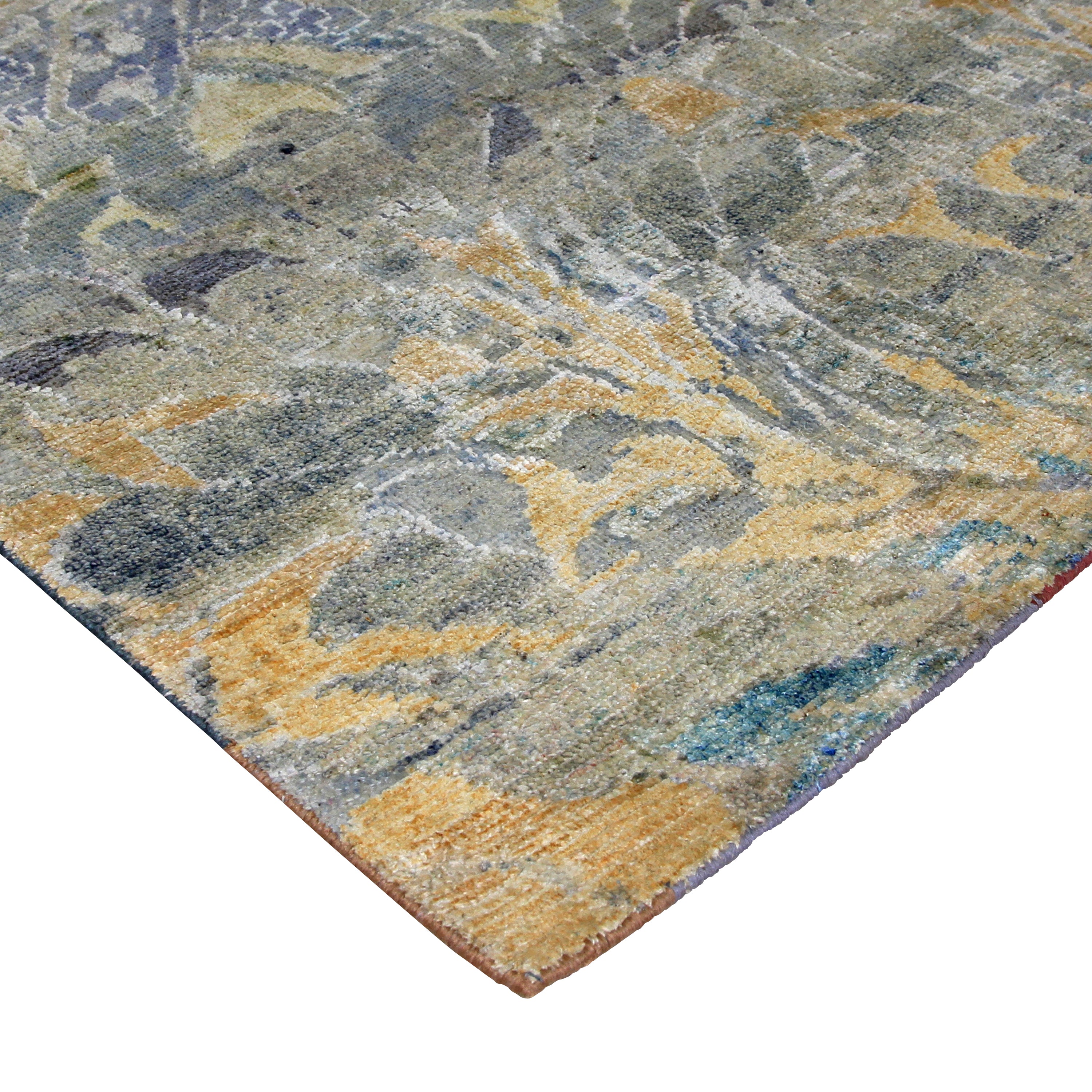 Multicolored Transitional Wool Silk Blend Rug - 7'10" x 9'9" Default Title