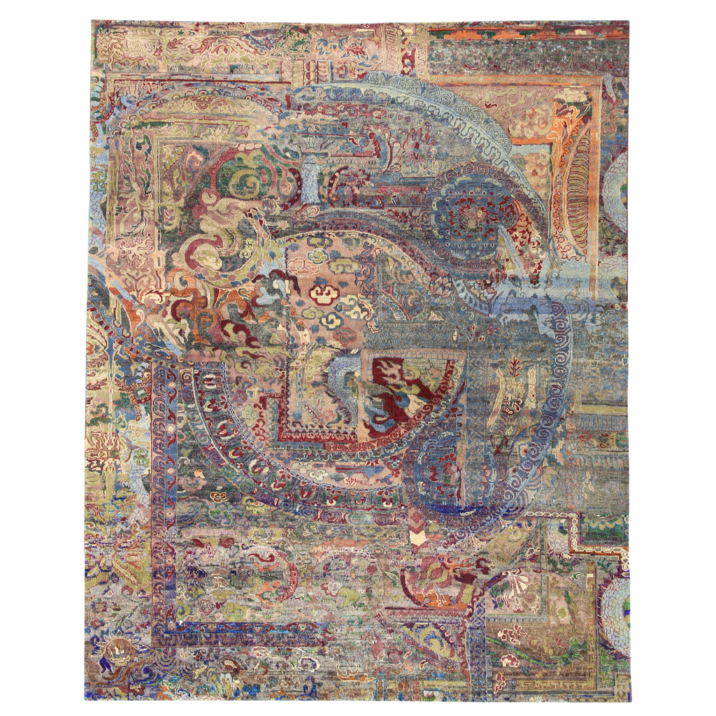 Multicolored Alchemy Transitional Wool Silk Blend Rug - 7'8