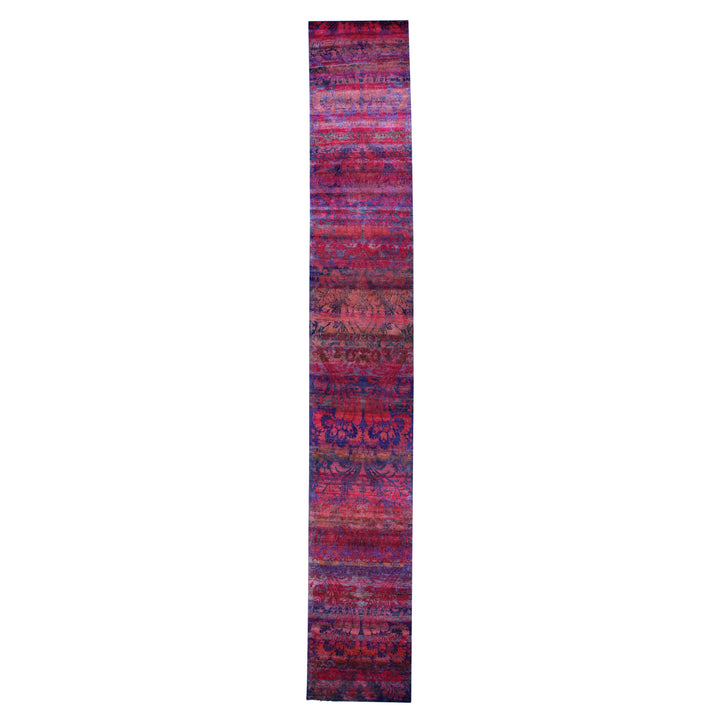Pink and Purple Transitional Silk Runner - 3' x 21'10" Default Title