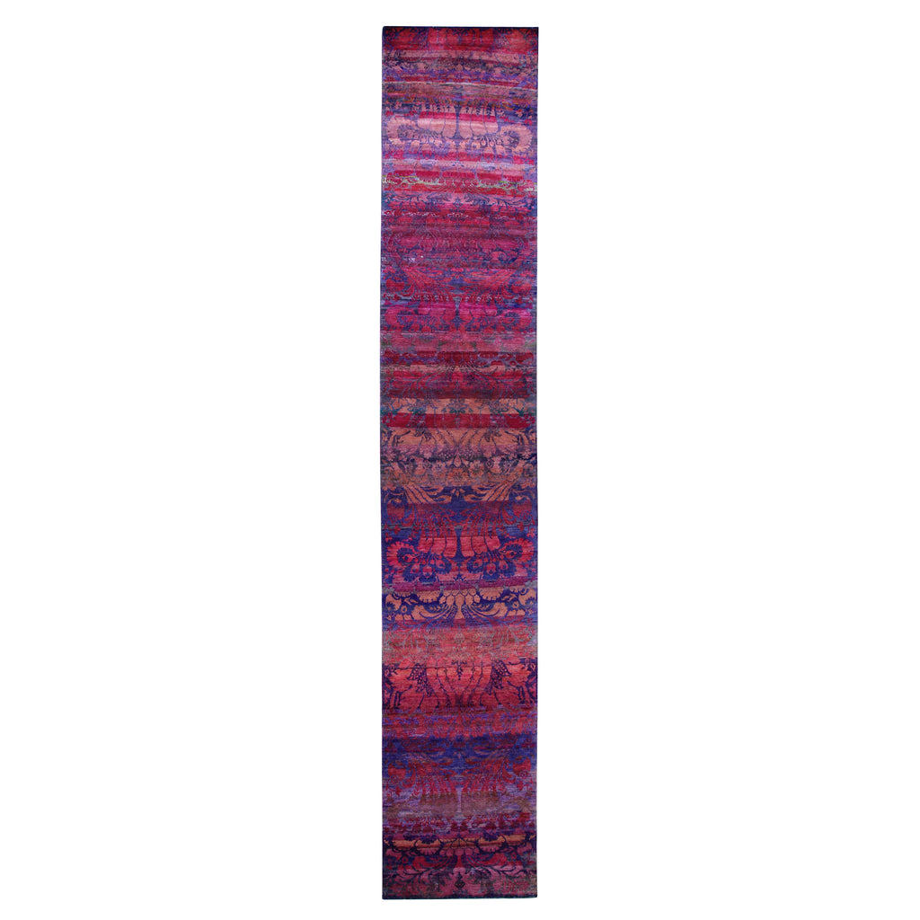 Pink and Purple Transitional Silk Runner - 3' x 21'9" Default Title
