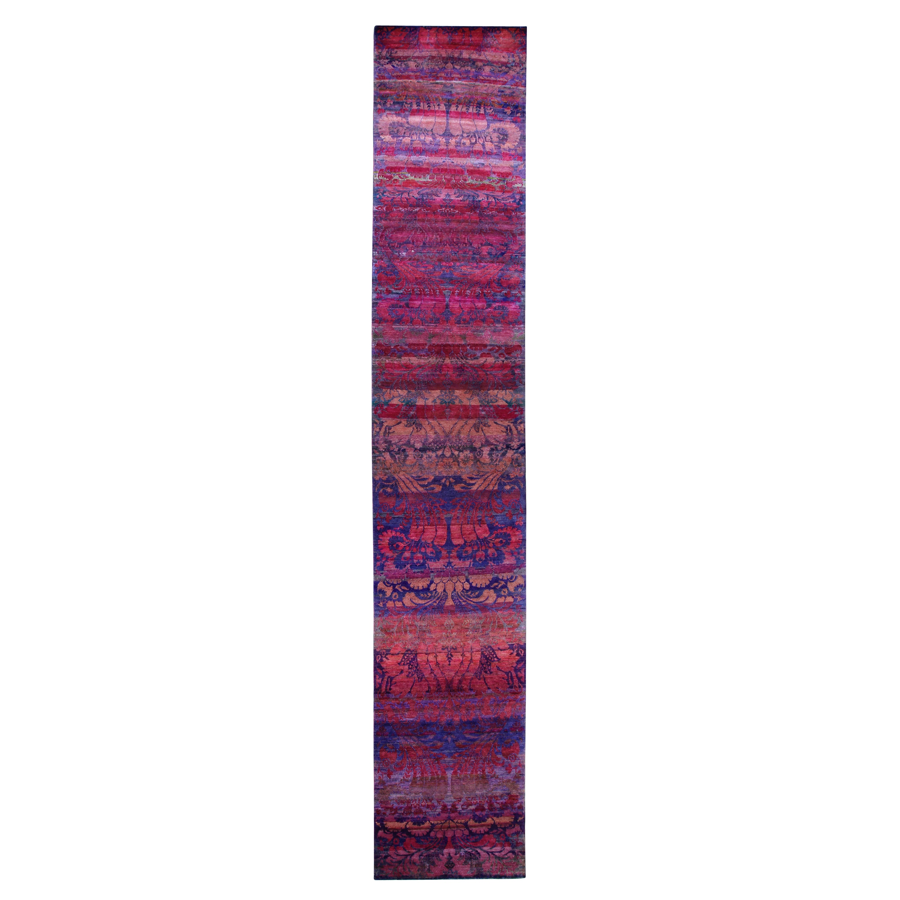 Pink and Purple Transitional Silk Runner - 3' x 21'9" Default Title