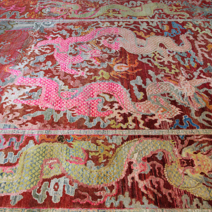 Red Multicolored Transitional Silk Rug - 8'10" x 12'8" Default Title
