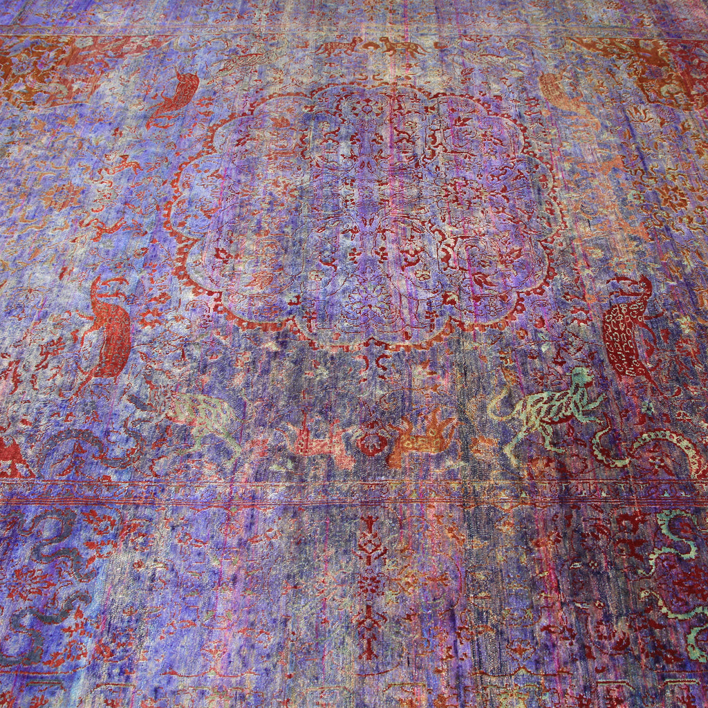 Purple Transitional Wool Silk Blend Rug - 8'10" x 12'1" Default Title