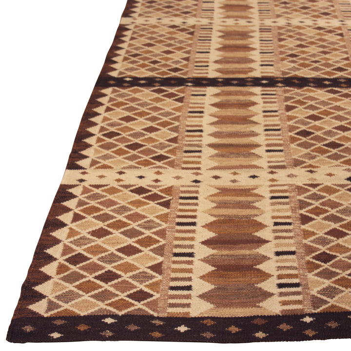 Multicolored Geometric Swedish Kilim Rug - 10'3" x 14'2"