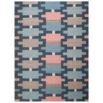 Pink and Blue Geometric Swedish Wool Kilim - 9'3" x 12'3"