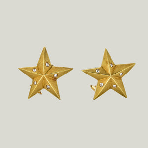 Italian Gold/Diamond Star Earrings