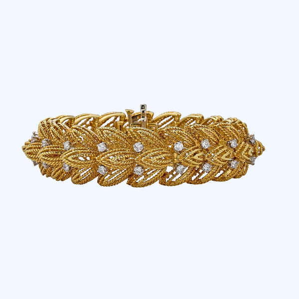 2.50 ct. Textured Gold Diamond Bracelet