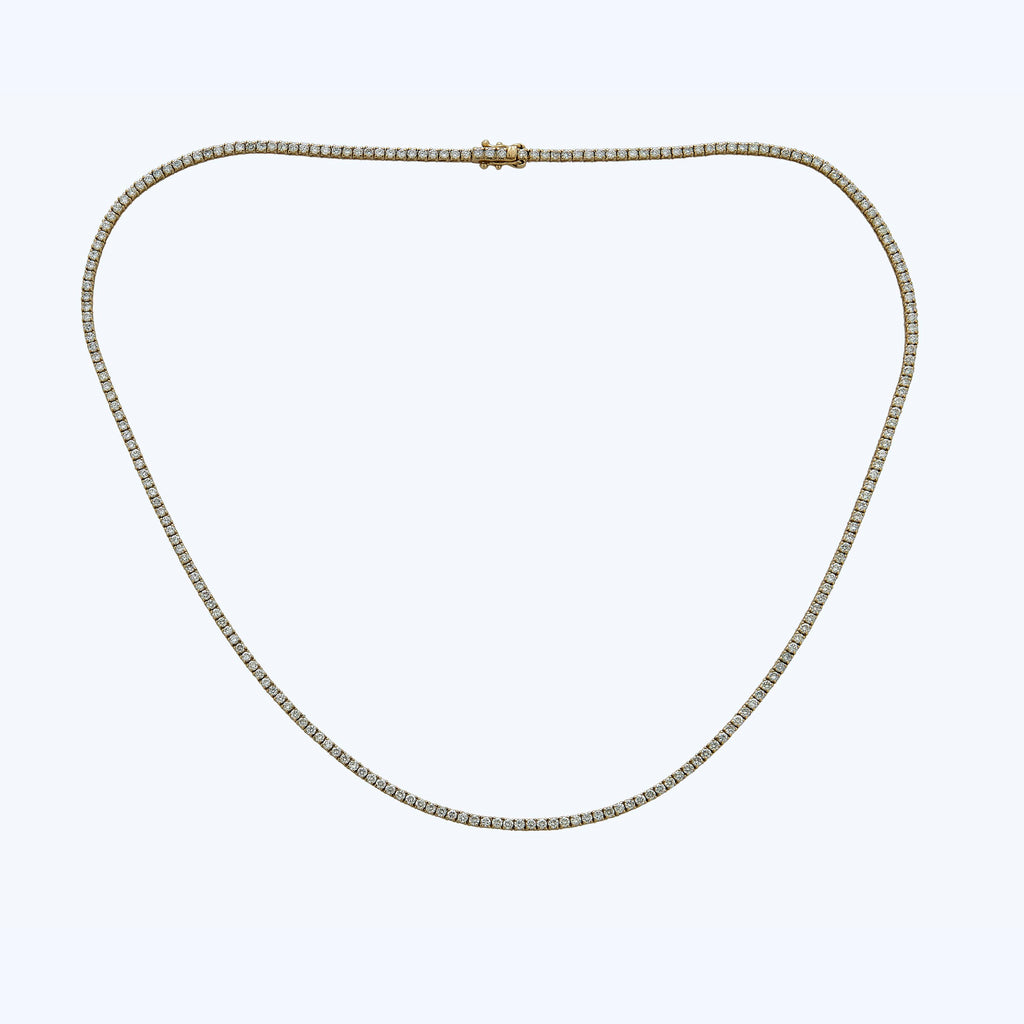 18K Yellow Gold Diamond Tennis Necklace