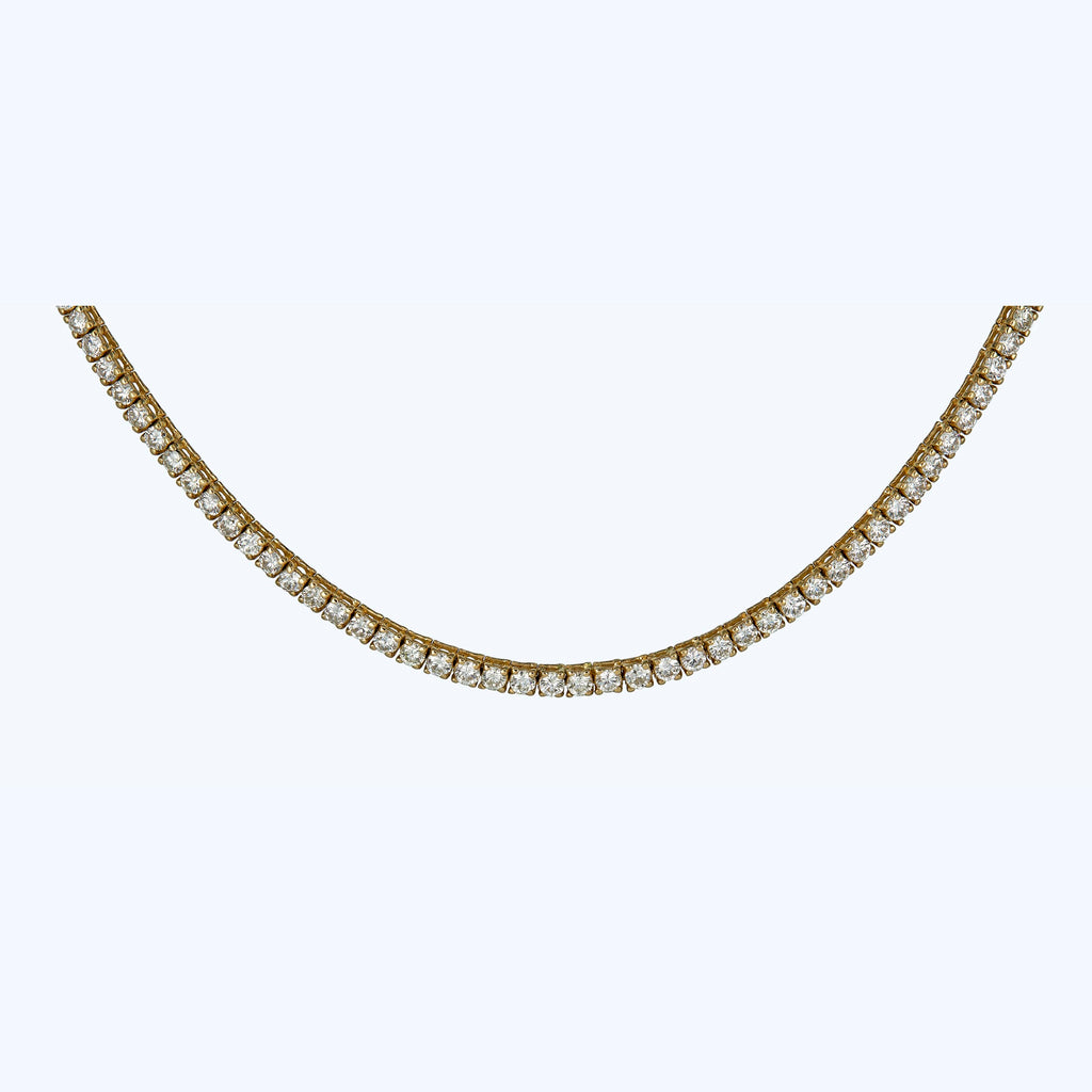 18K Yellow Gold Diamond Tennis Necklace