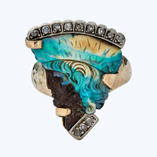 Egyptian Revival Opal Ring