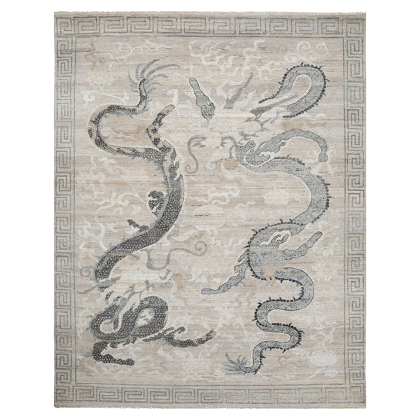 Multicolored Dragon Transitional Wool Rug - 8' x 10'