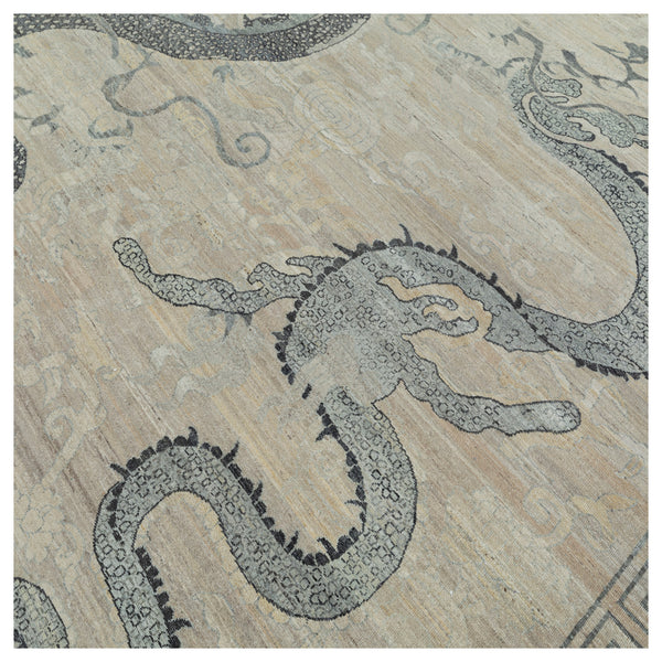 Multicolored Dragon Transitional Wool Rug - 8' x 10'