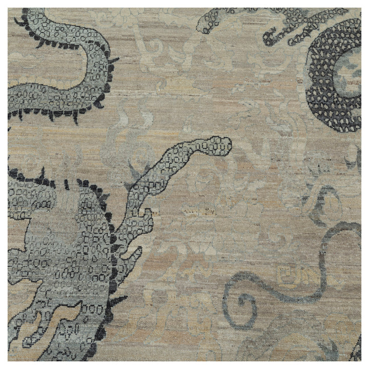 Multicolored Dragon Transitional Wool Rug - 8' x 10'