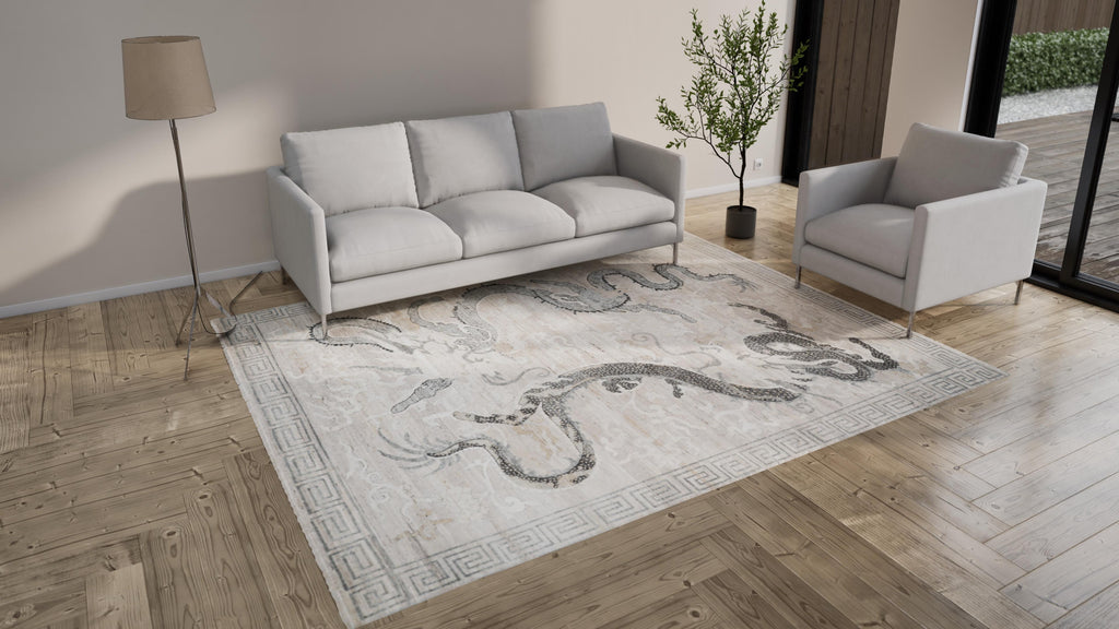 Grey Dragon Transitional Wool Rug - 8' x 10'