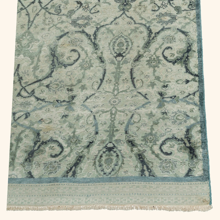 Green Mosaic Transitional Silk Rug - 8'11" x 12'2"