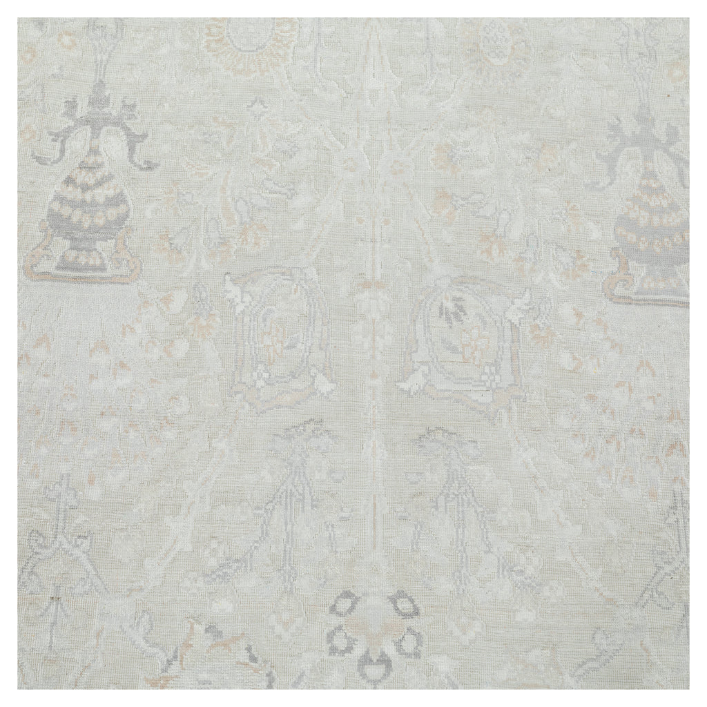 Cream and Taupe Transitional Silk Rug - 9' x 12'5"