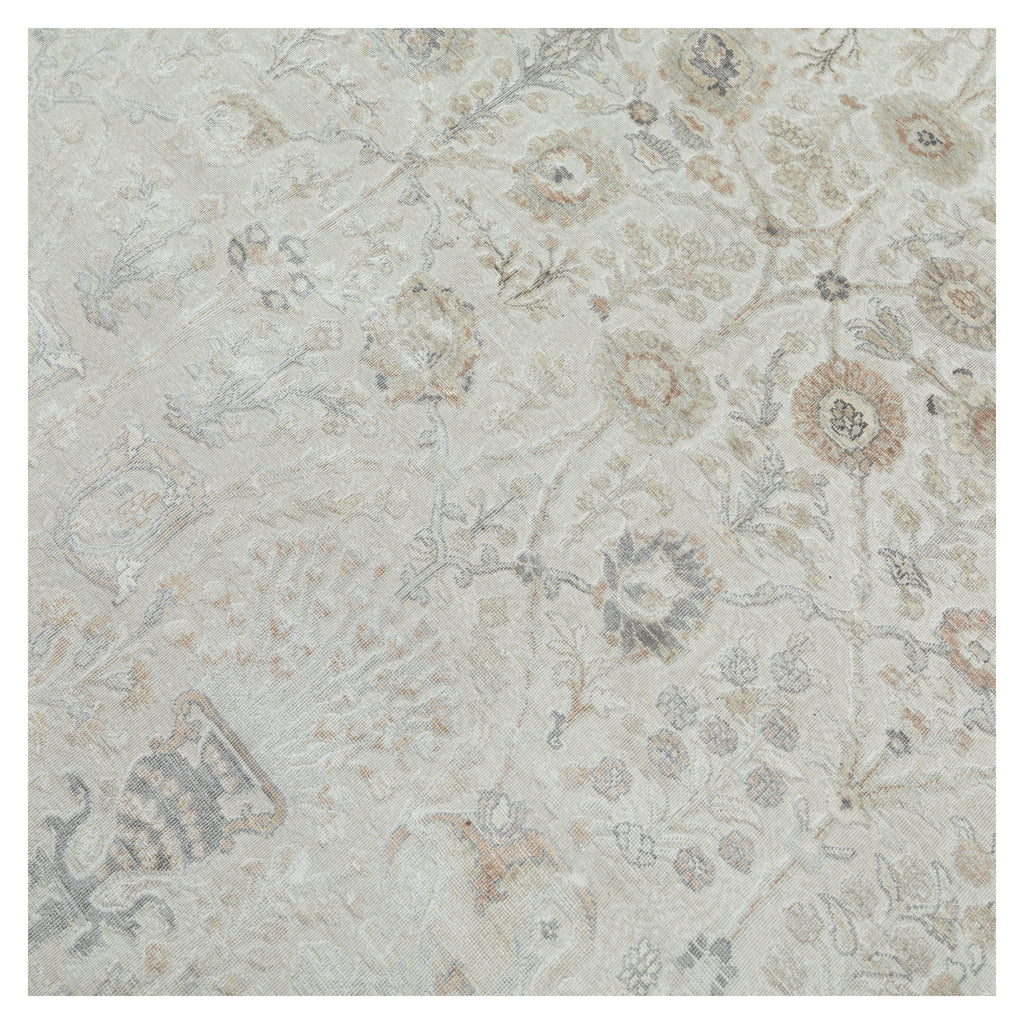 Cream and Taupe Transitional Silk Rug - 9' x 12'5"