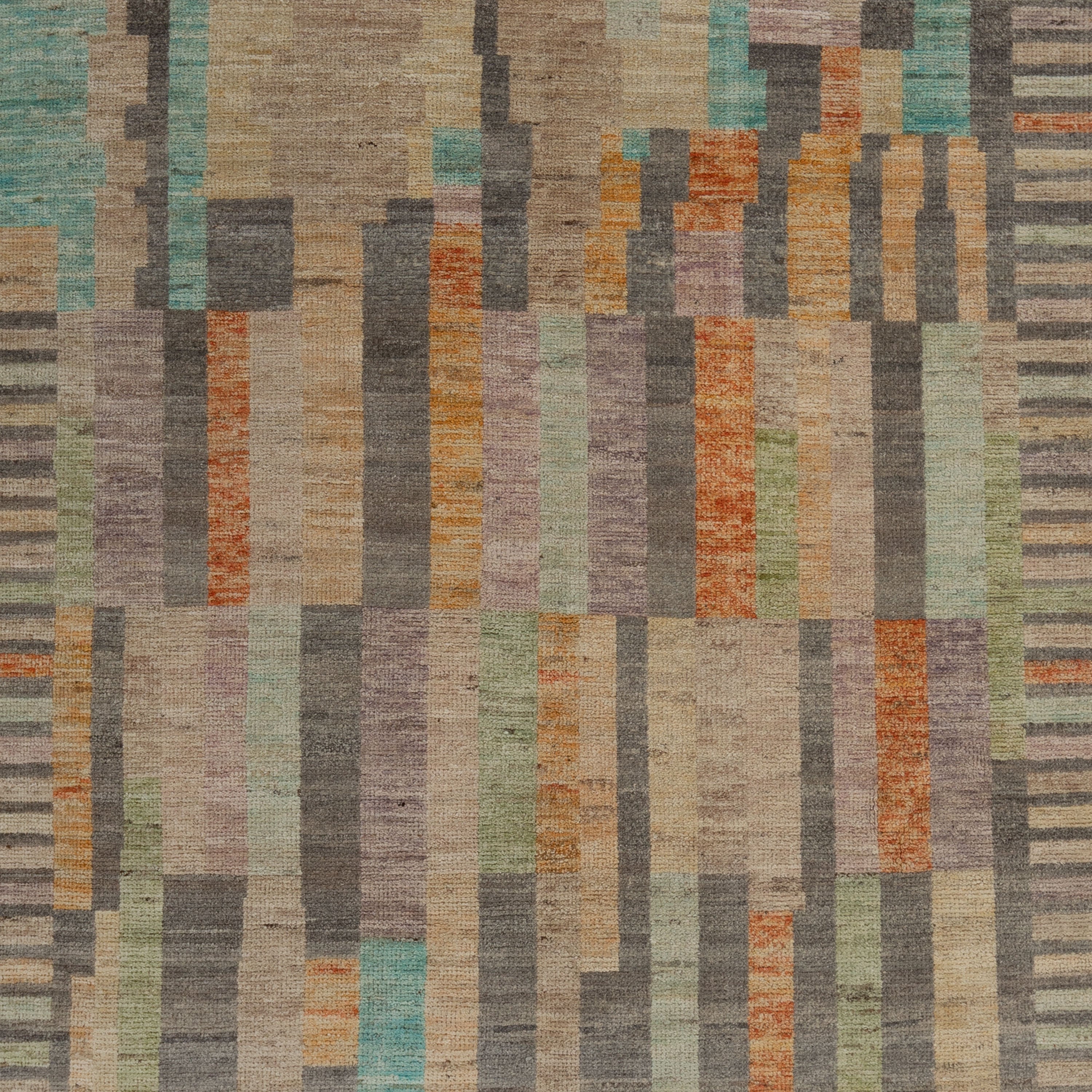 Zameen Patterned Transitional Wool Rug - 4'2" x 5'11"