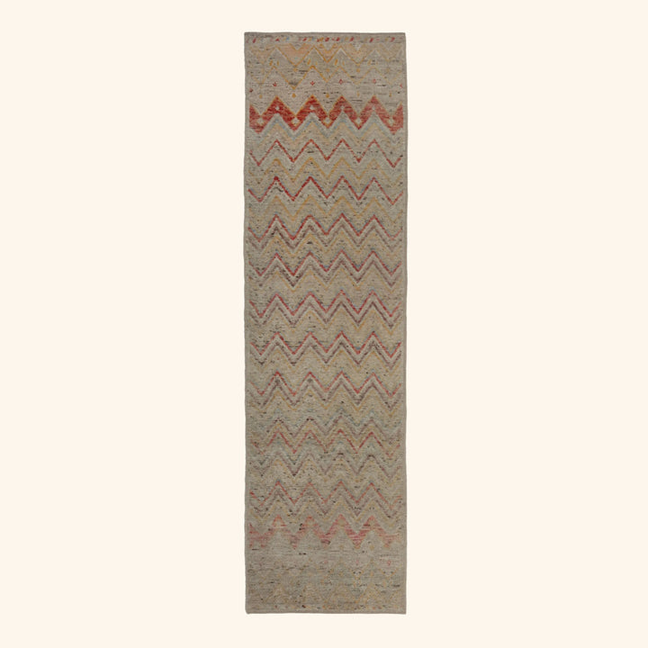 Zameen Patterned Transitional Wool Runner - 2'9" x 9'10"