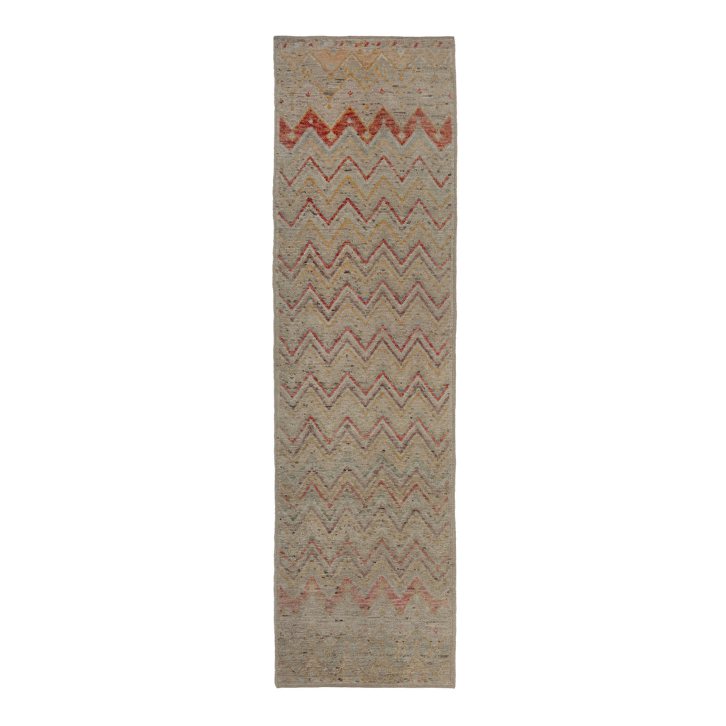 Zameen Patterned Transitional Wool Runner - 2'9" x 9'10"