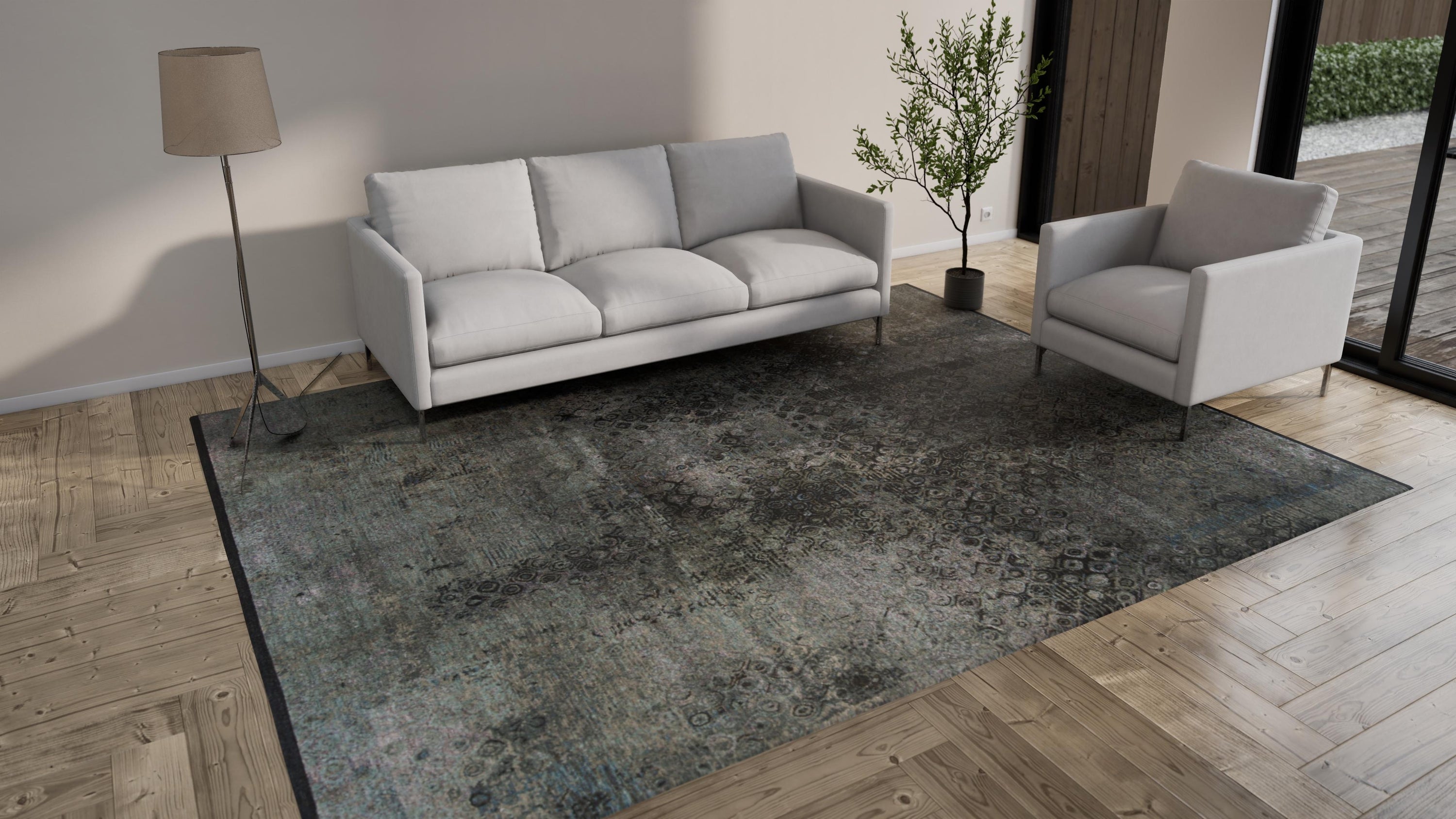 Grey Stelle Modern Tibetan Wool Rug - 9'1" x 11'10"