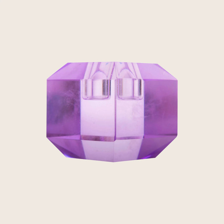 Tall Crystal Candle Holder Violet