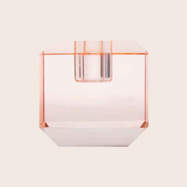 Tall Crystal Candle Holder Peach