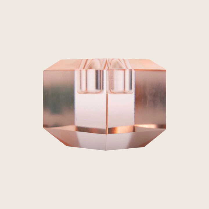 Tall Crystal Candle Holder Peach