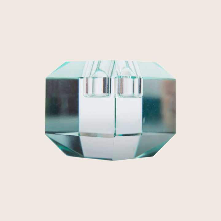 Tall Crystal Candle Holder Light Mint