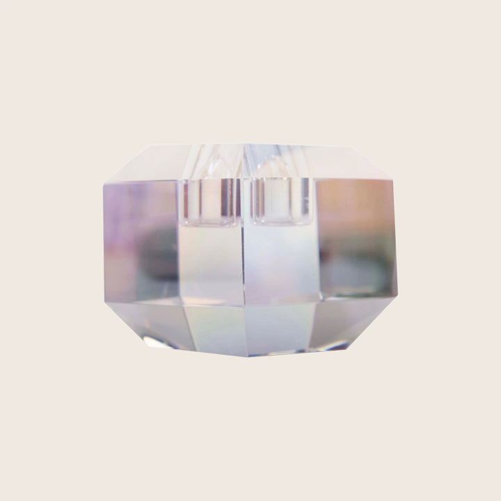 Tall Crystal Candle Holder Rainbow