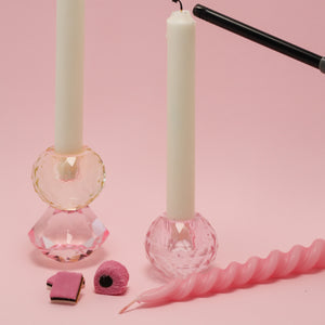 Disco Crystal Candle Holder Light Pink - hover